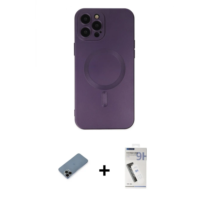ieg™ iPhone 12 Pro Max Kılıf Akış Minimal Özel Seri - Şeffaf Uv Polymer Nano Ekran Koruyucu + Shine Kamera Lens Koruma Cam - SH