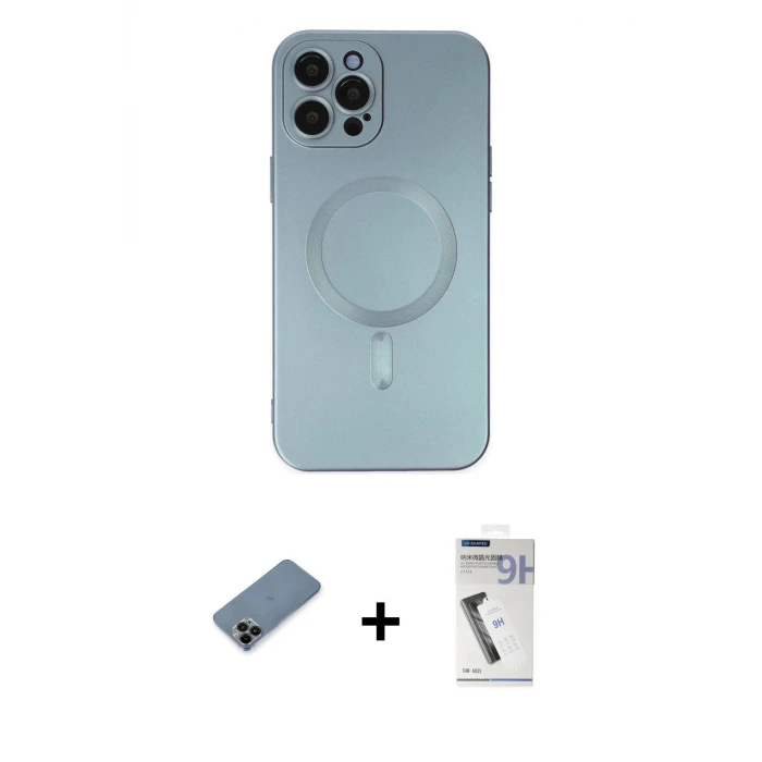 ieg™ iPhone 12 Pro Max Kılıf Akış Minimal Özel Seri - Şeffaf Uv Polymer Nano Ekran Koruyucu + Shine Kamera Lens Koruma Cam - SH