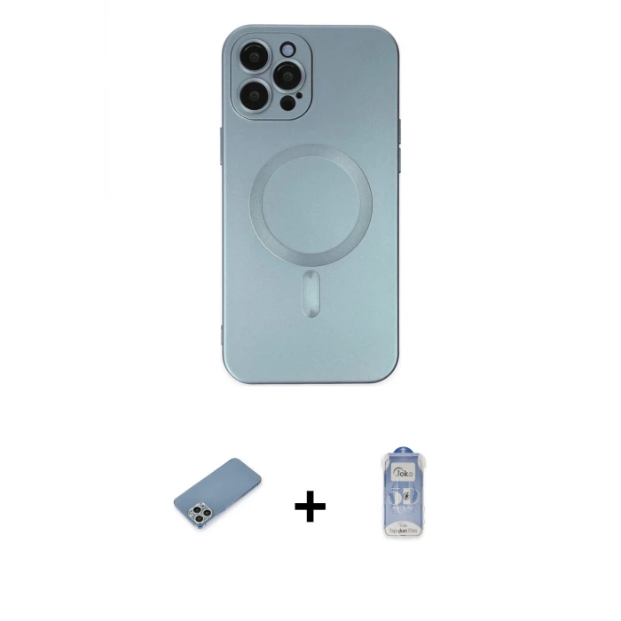 ieg™ iPhone 12 Pro Max Kılıf Akış Minimal Özel Seri - Siyah Joko Magic 5D Cam + Shine Kamera Lens Koruma Cam - GS
