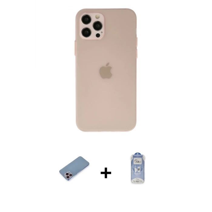 ieg™ iPhone 12 Pro Max Kılıf Atlas Minimal Prime - Siyah Joko Magic 5D Cam + Shine Kamera Lens Koruma Cam - PE