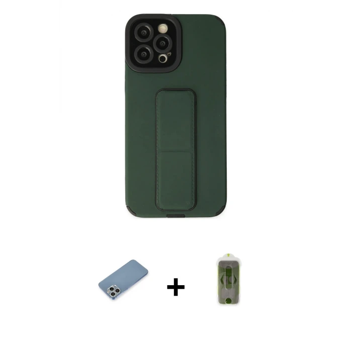 ieg™ iPhone 12 Pro Max Kılıf Çekirdek Yansıma - Siyah Joko Magic 5D Hayalet Cam + Shine Kamera Lens Koruma Cam - GS