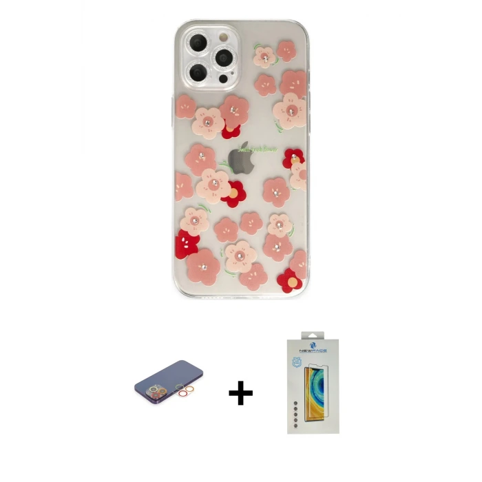 ieg™ iPhone 12 Pro Max Kılıf Eksen Asil Prime - Siyah Polymer Nano Ekran Koruyucu + Renkli Kamera Lens Koruma Cam - TU