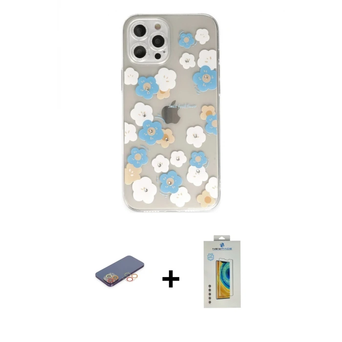 ieg™ iPhone 12 Pro Max Kılıf Eksen Asil Prime - Siyah Polymer Nano Ekran Koruyucu + Renkli Kamera Lens Koruma Cam - TU