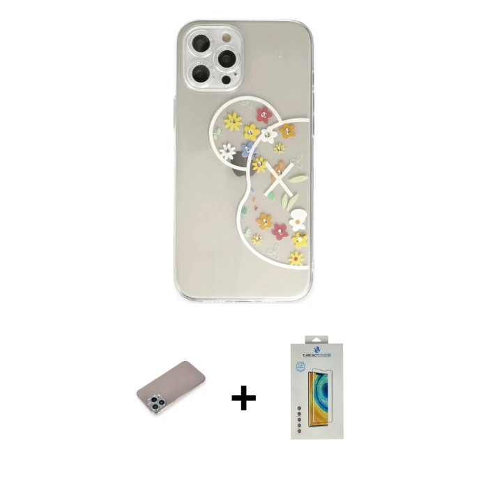 ieg™ iPhone 12 Pro Max Kılıf Eksen Asil Prime - Siyah Polymer Nano Ekran Koruyucu + Shine Kamera Lens Koruma Cam - SABE