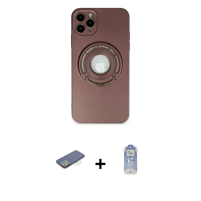 ieg™ iPhone 12 Pro Max Kılıf Eksen Klasik Prime - Siyah Joko Magic 5D Cam + Renkli Kamera Lens Koruma Cam - YL