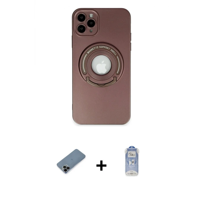 ieg™ iPhone 12 Pro Max Kılıf Eksen Klasik Prime - Siyah Joko Magic 5D Cam + Shine Kamera Lens Koruma Cam - SH