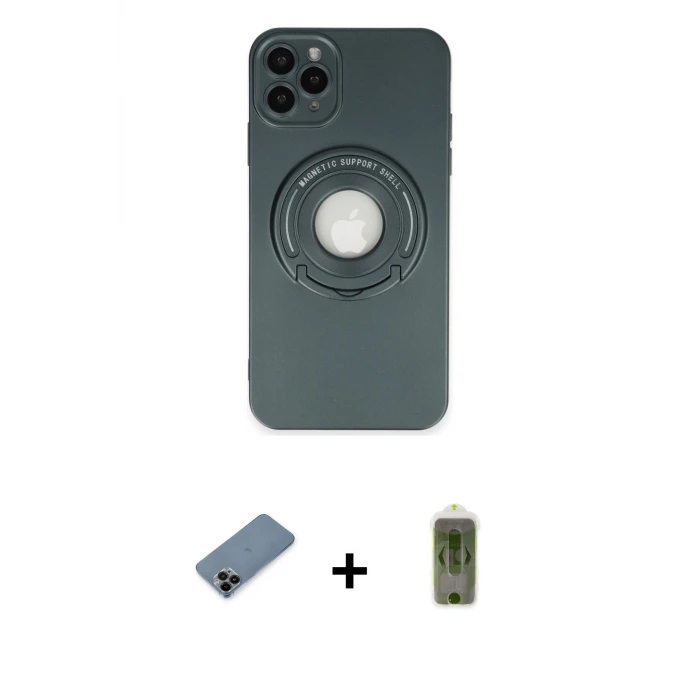 ieg™ iPhone 12 Pro Max Kılıf Eksen Klasik Prime - Siyah Joko Magic 5D Hayalet Cam + Shine Kamera Lens Koruma Cam - SH