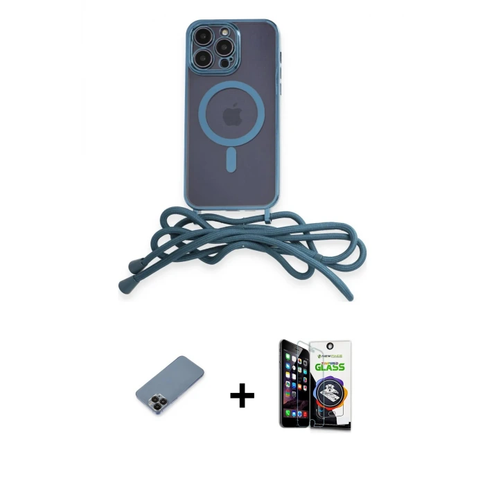 ieg™ iPhone 12 Pro Max Kılıf Eksen Özel Seri - Şeffaf Temperli Cam Ekran Koruyucu + Metal Kamera Lens Koruma Cam - SH