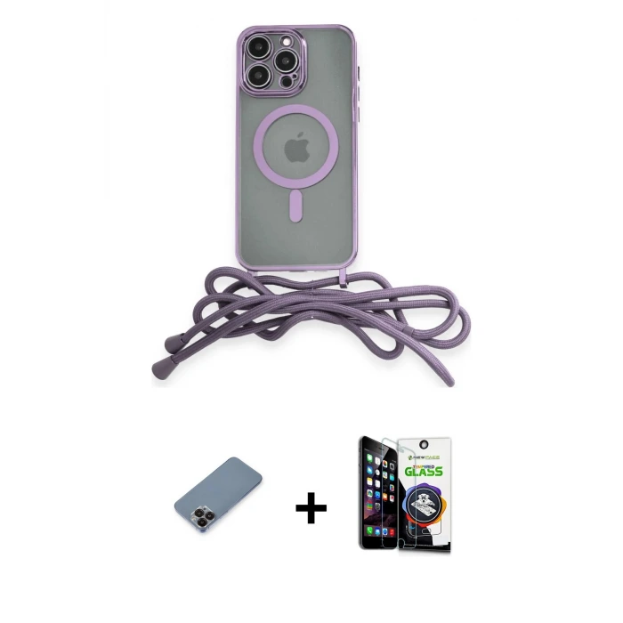 ieg™ iPhone 12 Pro Max Kılıf Eksen Özel Seri - Şeffaf Temperli Cam Ekran Koruyucu + Metal Kamera Lens Koruma Cam - SH