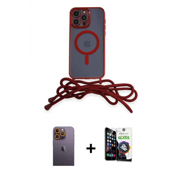 ieg™ iPhone 12 Pro Max Kılıf Eksen Özel Seri - Şeffaf Temperli Cam Ekran Koruyucu + Neon Fosforlu Kamera Lens - SI