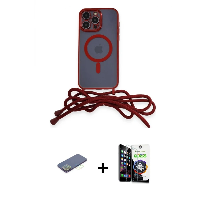 ieg™ iPhone 12 Pro Max Kılıf Eksen Özel Seri - Şeffaf Temperli Cam Ekran Koruyucu + Renkli Kamera Lens Koruma Cam - YL