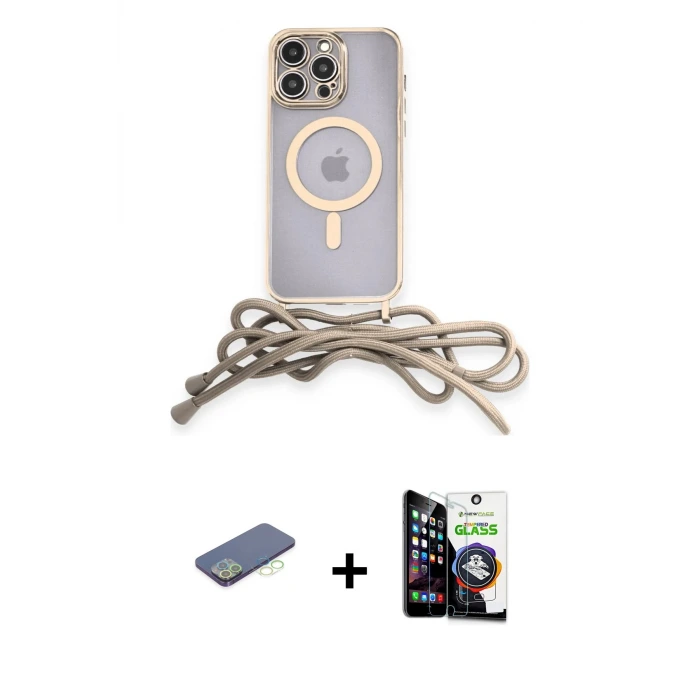 ieg™ iPhone 12 Pro Max Kılıf Eksen Özel Seri - Şeffaf Temperli Cam Ekran Koruyucu + Renkli Kamera Lens Koruma Cam - YL