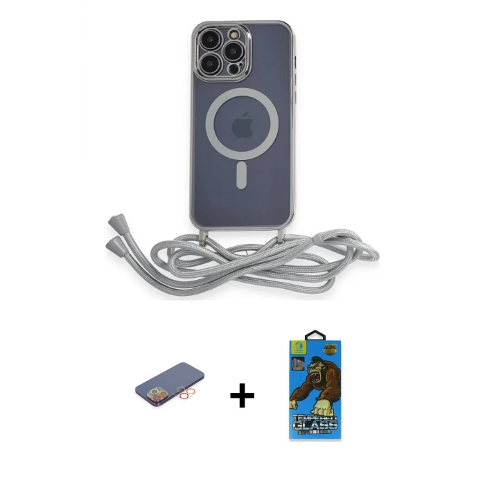 ieg™ iPhone 12 Pro Max Kılıf Eksen Özel Seri - Siyah 18D Cam Ekran Koruyucu + Renkli Kamera Lens Koruma Cam - TU