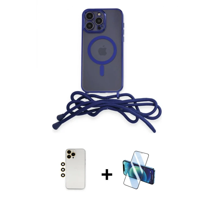 ieg™ iPhone 12 Pro Max Kılıf Eksen Özel Seri - Siyah 3D Antistatik Seramik Nano Ekran Koruyucu + Shine Kamera Lens - GD