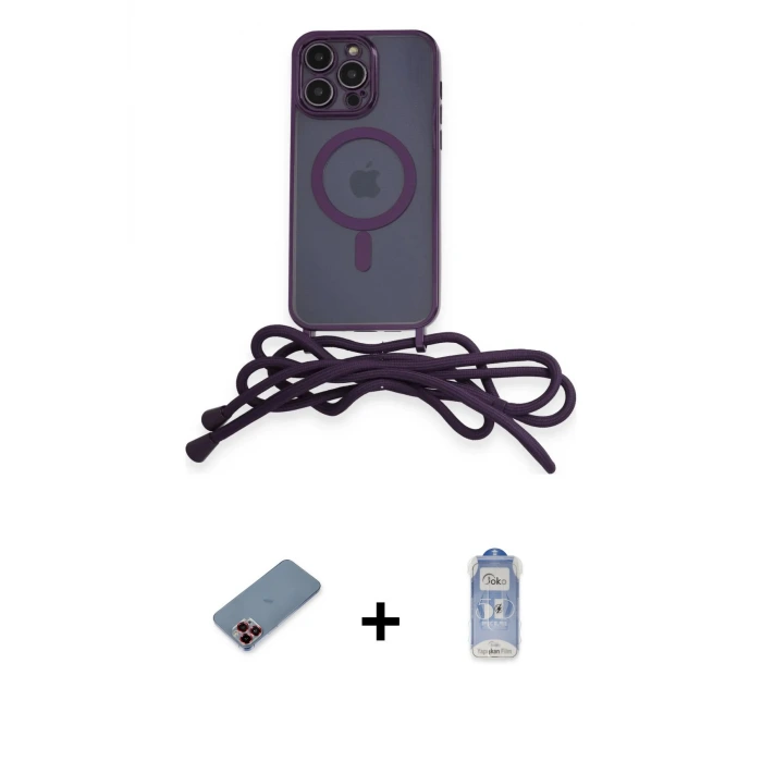 ieg™ iPhone 12 Pro Max Kılıf Eksen Özel Seri - Siyah Joko Magic 5D Cam + Metal Kamera Lens Koruma Cam - KI