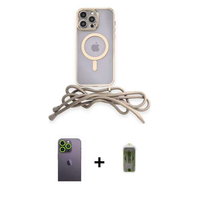 ieg™ iPhone 12 Pro Max Kılıf Eksen Özel Seri - Siyah Joko Magic 5D Hayalet Cam + Neon Fosforlu Kamera Lens - YL
