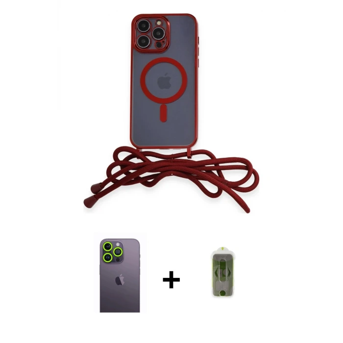 ieg™ iPhone 12 Pro Max Kılıf Eksen Özel Seri - Siyah Joko Magic 5D Hayalet Cam + Neon Fosforlu Kamera Lens - YL