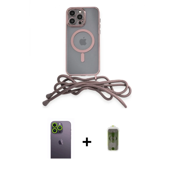 ieg™ iPhone 12 Pro Max Kılıf Eksen Özel Seri - Siyah Joko Magic 5D Hayalet Cam + Neon Fosforlu Kamera Lens - YL