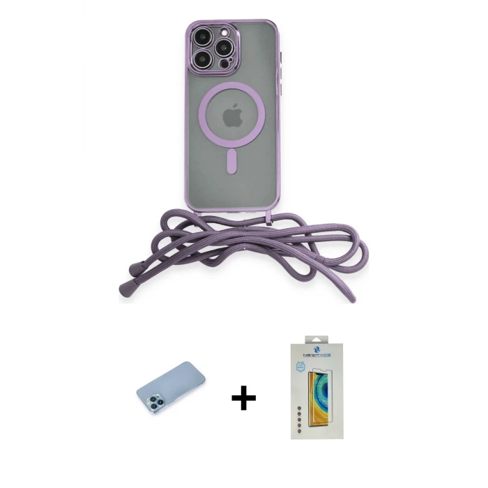ieg™ iPhone 12 Pro Max Kılıf Eksen Özel Seri - Siyah Polymer Nano Ekran Koruyucu + Shine Kamera Lens Koruma Cam - MI