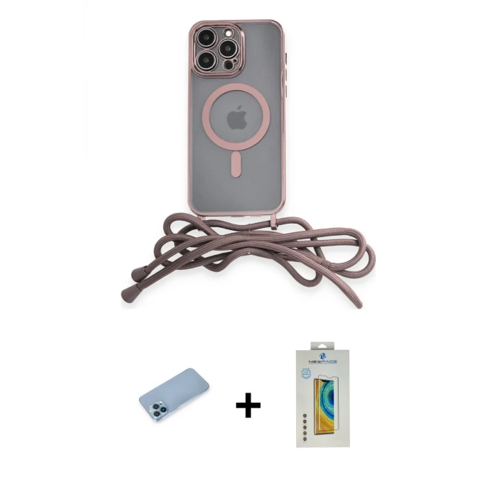 ieg™ iPhone 12 Pro Max Kılıf Eksen Özel Seri - Siyah Polymer Nano Ekran Koruyucu + Shine Kamera Lens Koruma Cam - MI