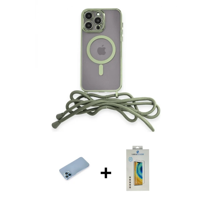 ieg™ iPhone 12 Pro Max Kılıf Eksen Özel Seri - Siyah Polymer Nano Ekran Koruyucu + Shine Kamera Lens Koruma Cam - MI