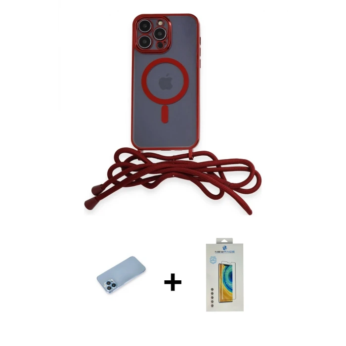ieg™ iPhone 12 Pro Max Kılıf Eksen Özel Seri - Siyah Polymer Nano Ekran Koruyucu + Shine Kamera Lens Koruma Cam - MI