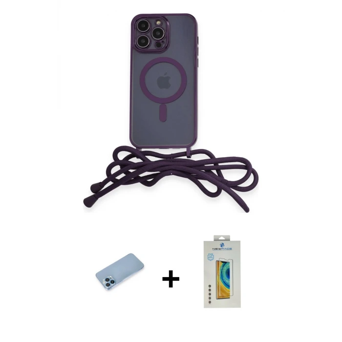 ieg™ iPhone 12 Pro Max Kılıf Eksen Özel Seri - Siyah Polymer Nano Ekran Koruyucu + Shine Kamera Lens Koruma Cam - MI