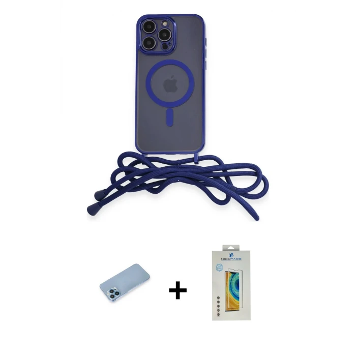 ieg™ iPhone 12 Pro Max Kılıf Eksen Özel Seri - Siyah Polymer Nano Ekran Koruyucu + Shine Kamera Lens Koruma Cam - MI