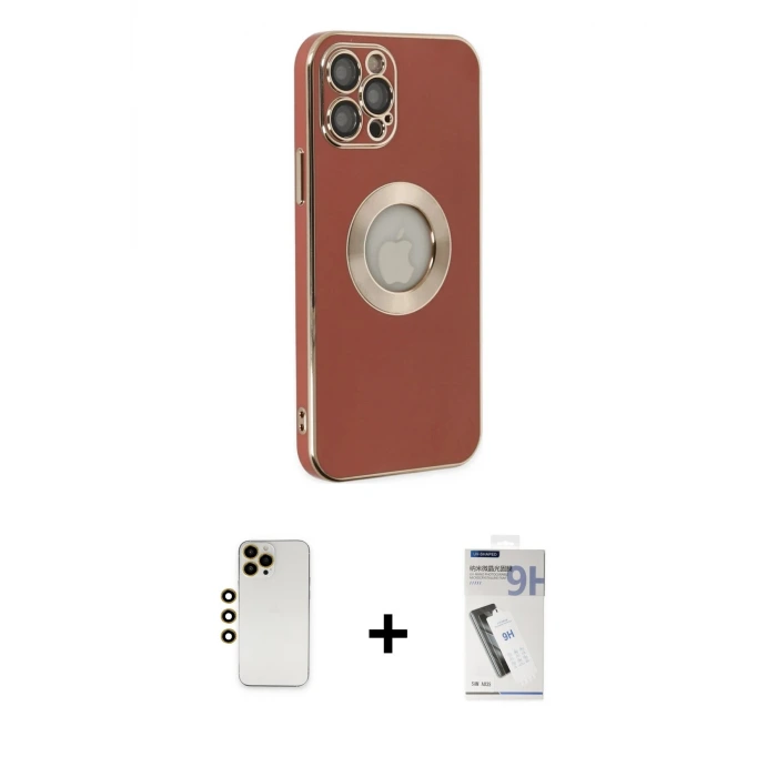 ieg™ iPhone 12 Pro Max Kılıf İz Form Serisi - Şeffaf Uv Polymer Nano Ekran Koruyucu + Shine Kamera Lens - GD
