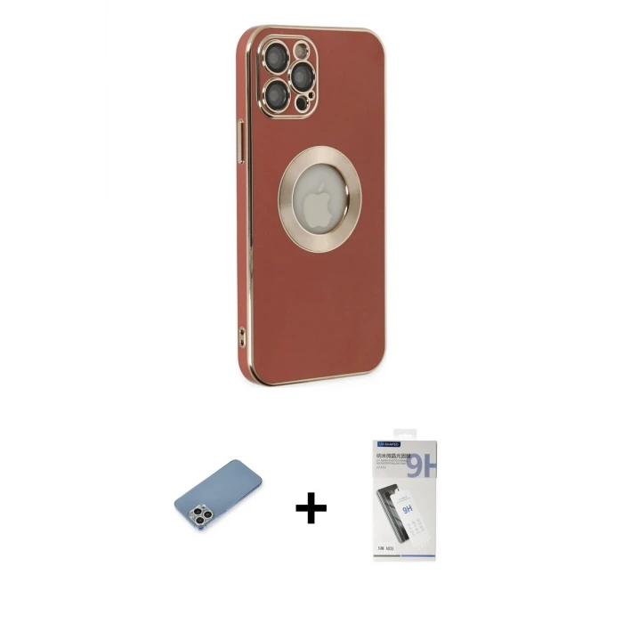 ieg™ iPhone 12 Pro Max Kılıf İz Form Serisi - Şeffaf Uv Polymer Nano Ekran Koruyucu + Shine Kamera Lens Koruma Cam - GS