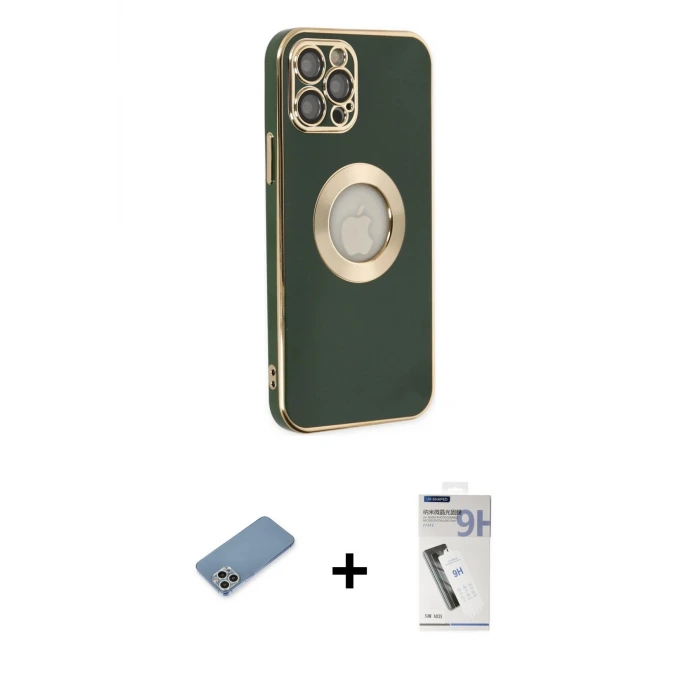 ieg™ iPhone 12 Pro Max Kılıf İz Form Serisi - Şeffaf Uv Polymer Nano Ekran Koruyucu + Shine Kamera Lens Koruma Cam - GS
