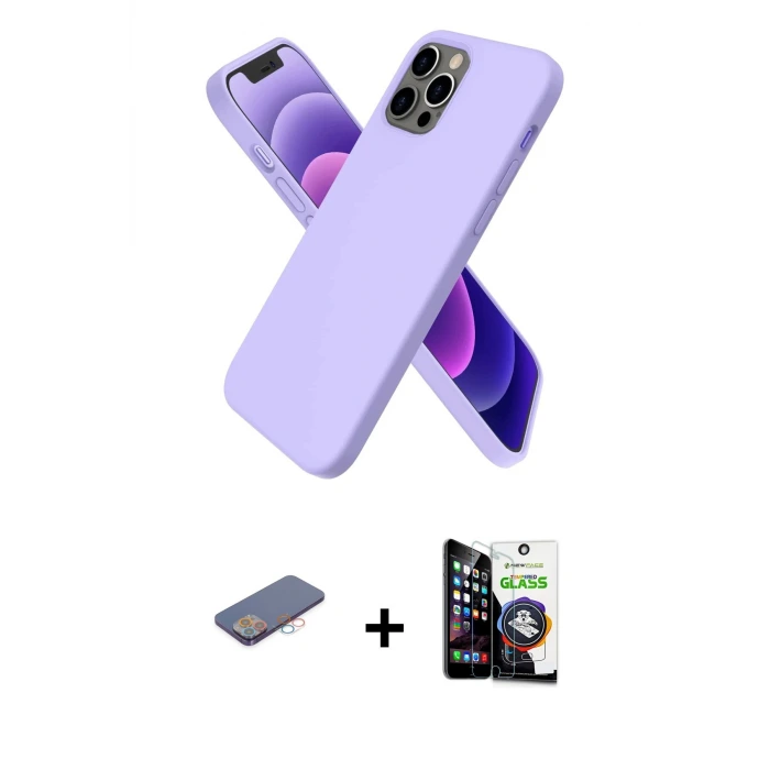 ieg™ iPhone 12 Pro Max Kılıf Kozmos Yansıma Özel Seri - Şeffaf Temperli Cam Ekran Koruyucu + Renkli Kamera Lens Koruma Cam - PE