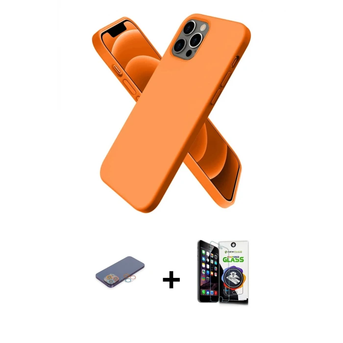 ieg™ iPhone 12 Pro Max Kılıf Kozmos Yansıma Özel Seri - Şeffaf Temperli Cam Ekran Koruyucu + Renkli Kamera Lens Koruma Cam - PE