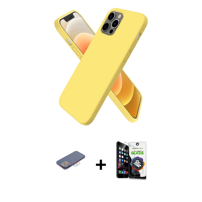 ieg™ iPhone 12 Pro Max Kılıf Kozmos Yansıma Özel Seri - Şeffaf Temperli Cam Ekran Koruyucu + Renkli Kamera Lens Koruma Cam - PE
