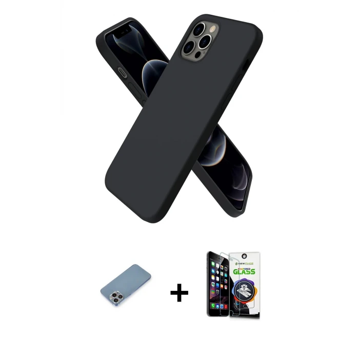 ieg™ iPhone 12 Pro Max Kılıf Kozmos Yansıma Özel Seri - Şeffaf Temperli Cam Ekran Koruyucu + Shine Kamera Lens Koruma Cam - GI