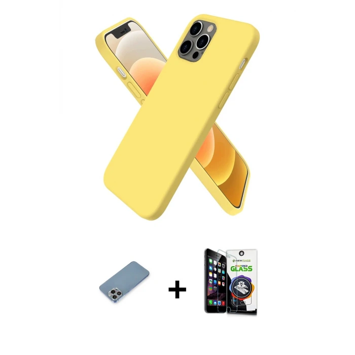 ieg™ iPhone 12 Pro Max Kılıf Kozmos Yansıma Özel Seri - Şeffaf Temperli Cam Ekran Koruyucu + Shine Kamera Lens Koruma Cam - GI