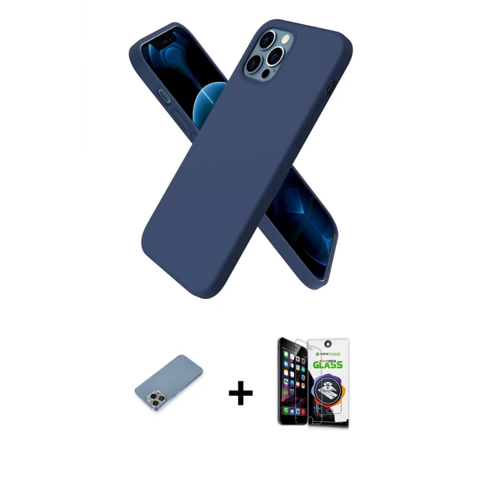 ieg™ iPhone 12 Pro Max Kılıf Kozmos Yansıma Özel Seri - Şeffaf Temperli Cam Ekran Koruyucu + Shine Kamera Lens Koruma Cam - GI