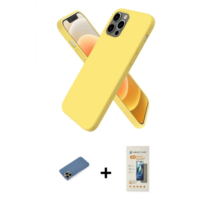 ieg™ iPhone 12 Pro Max Kılıf Kozmos Yansıma Özel Seri - Siyah 6D Mat Seramik Hayalet Nano Ekran Koruyucu + Shine Kamera Lens Koruma Cam - GD