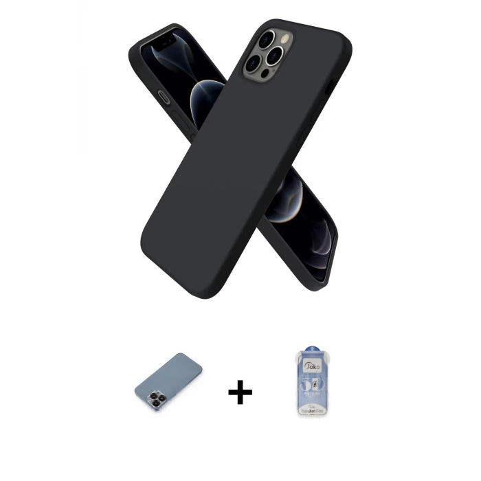 ieg™ iPhone 12 Pro Max Kılıf Kozmos Yansıma Özel Seri - Siyah Joko Magic 5D Cam + Metal Kamera Lens Koruma Cam - SH
