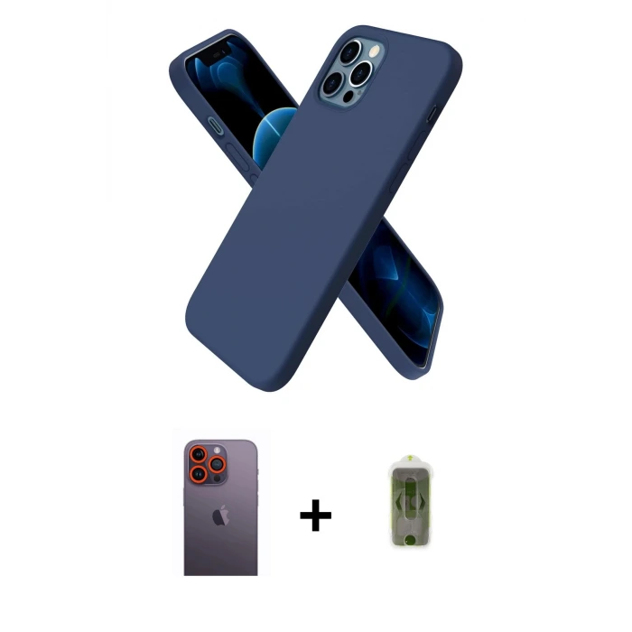 ieg™ iPhone 12 Pro Max Kılıf Kozmos Yansıma Özel Seri - Siyah Joko Magic 5D Hayalet Cam + Neon Fosforlu Kamera Lens - TU