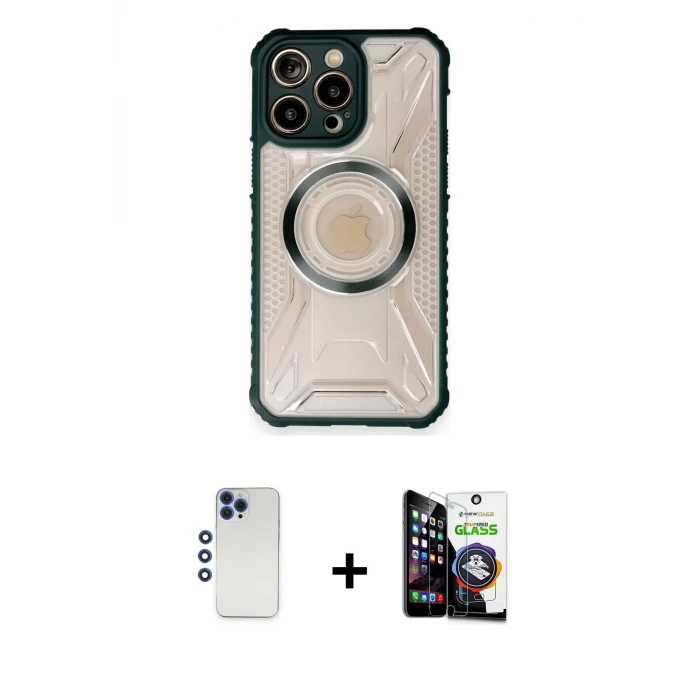 ieg™ iPhone 12 Pro Max Kılıf Kutup Modern - Şeffaf Temperli Cam Ekran Koruyucu + Shine Kamera Lens - LT