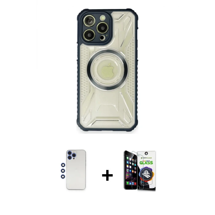 ieg™ iPhone 12 Pro Max Kılıf Kutup Modern - Şeffaf Temperli Cam Ekran Koruyucu + Shine Kamera Lens - LT