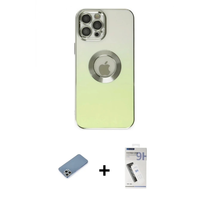 ieg™ iPhone 12 Pro Max Kılıf Kutup Yansıma Özel Seri - Şeffaf Uv Polymer Nano Ekran Koruyucu + Shine Kamera Lens Koruma Cam - GS