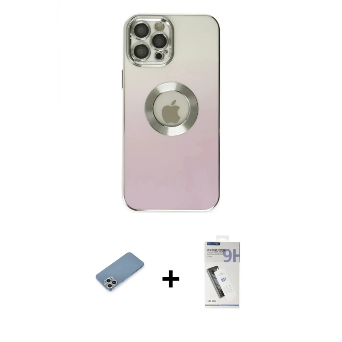 ieg™ iPhone 12 Pro Max Kılıf Kutup Yansıma Özel Seri - Şeffaf Uv Polymer Nano Ekran Koruyucu + Shine Kamera Lens Koruma Cam - GS