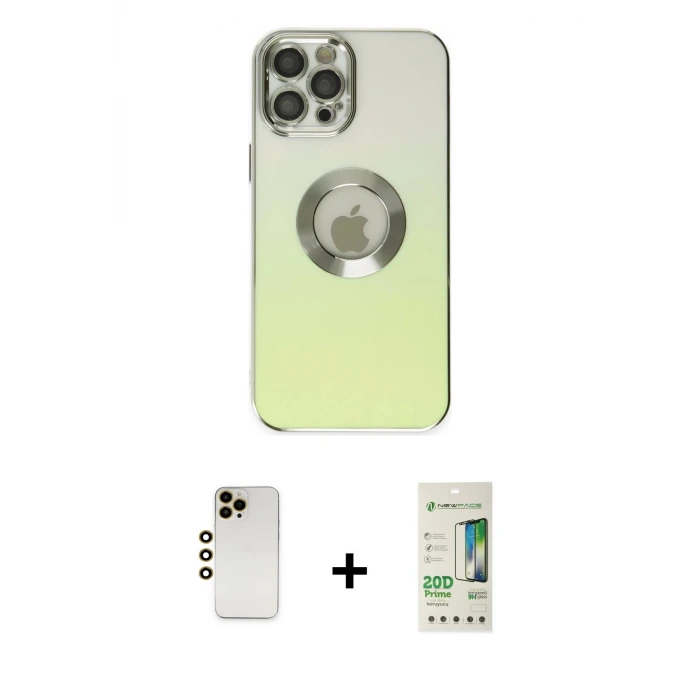 ieg™ iPhone 12 Pro Max Kılıf Kutup Yansıma Özel Seri - Siyah 20D Premium Cam Ekran Koruyucu + Shine Kamera Lens - GD