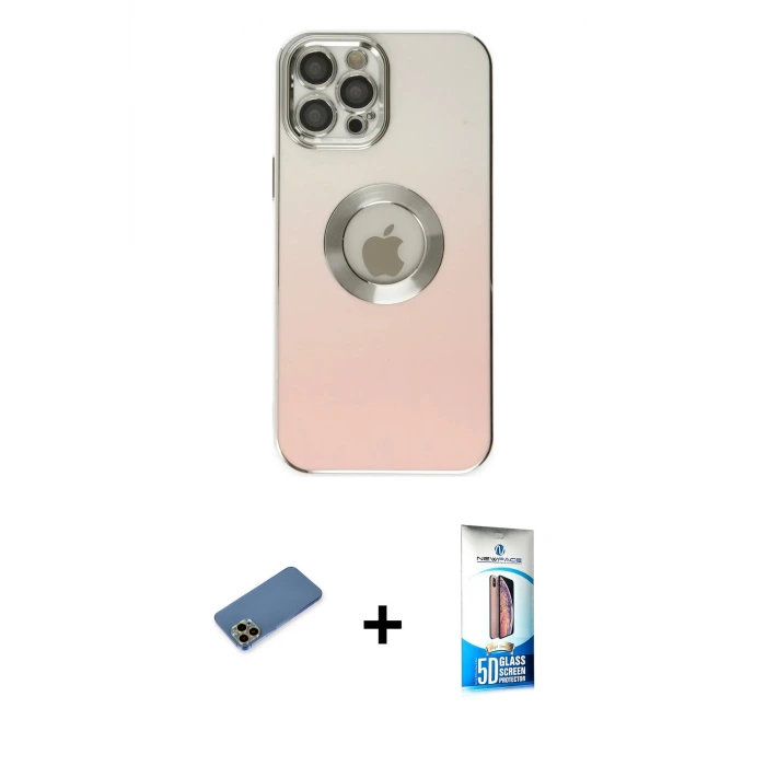 ieg™ iPhone 12 Pro Max Kılıf Kutup Yansıma Özel Seri - Siyah 5D Eko Cam Ekran Koruyucu + Shine Kamera Lens Koruma Cam - GD