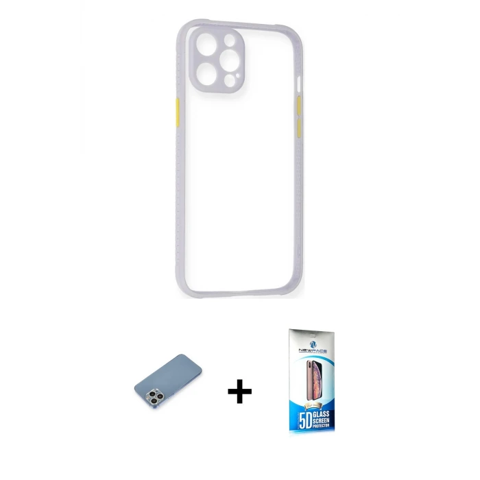 ieg™ iPhone 12 Pro Max Kılıf Nova Asil Özel Seri - Siyah 5D Eko Cam Ekran Koruyucu + Shine Kamera Lens Koruma Cam - GS