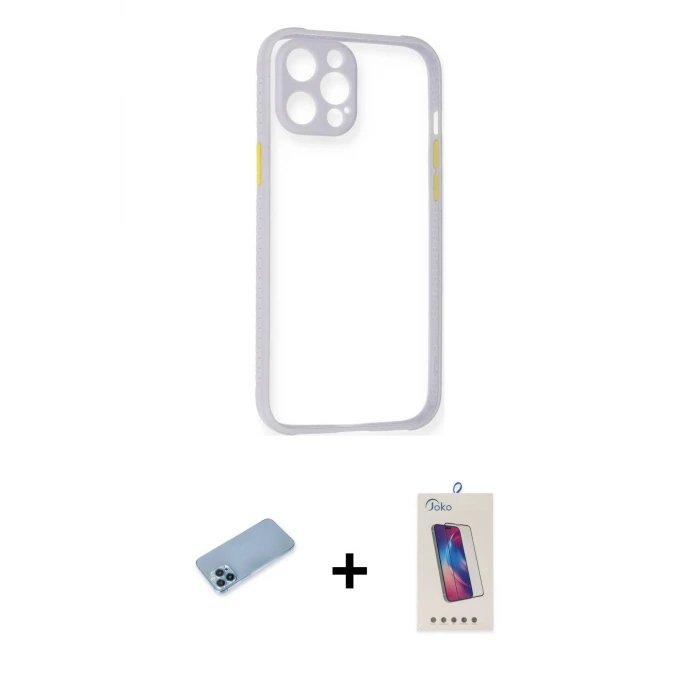 ieg™ iPhone 12 Pro Max Kılıf Nova Asil Özel Seri - Siyah Joko 5D Cam + Shine Kamera Lens Koruma Cam - MI