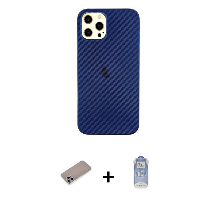 ieg™ iPhone 12 Pro Max Kılıf Nova Çizgi - Siyah Joko Magic 5D Cam + Shine Kamera Lens Koruma Cam - SABE