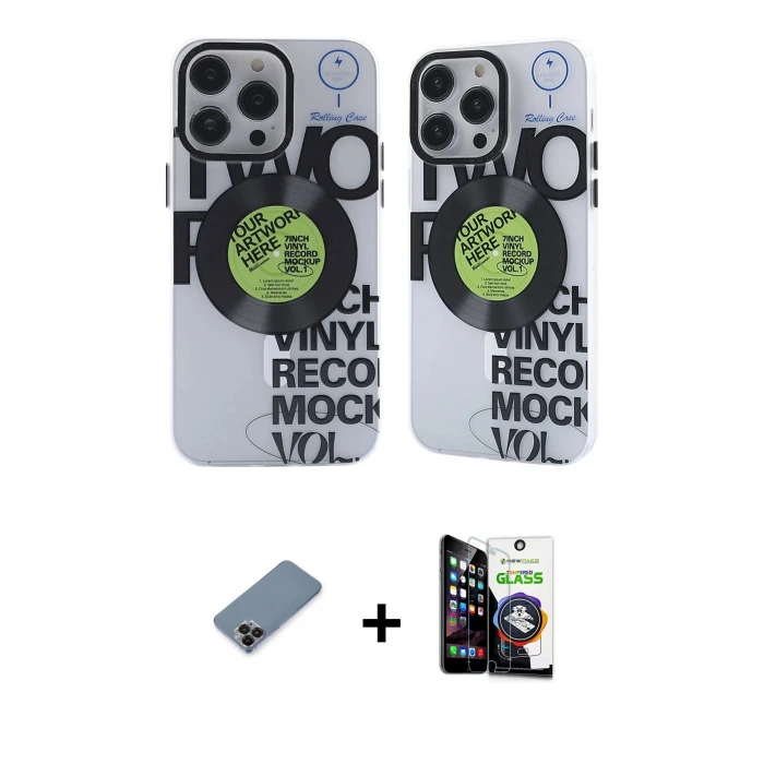 ieg™ iPhone 12 Pro Max Kılıf Nova Doku Koleksiyonu - Şeffaf Temperli Cam Ekran Koruyucu + Metal Kamera Lens Koruma Cam - SH